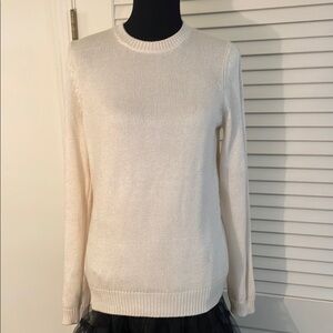 Sonia Rykiel Paris Classic Ivory Cut Out Sleeve w Faux Pearl Sleeve Sweater